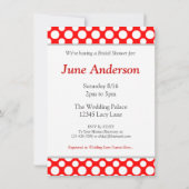 Vrijgezellenfeest witte polka stippen op rode uitn kaart (Achterkant)