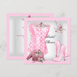  Vrijgezellenfeest Witte Roze Corset Polka Dots Kaart
