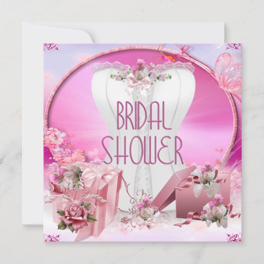 Vrijgezellenfeest  witte roze korset kaart (Voorkant)