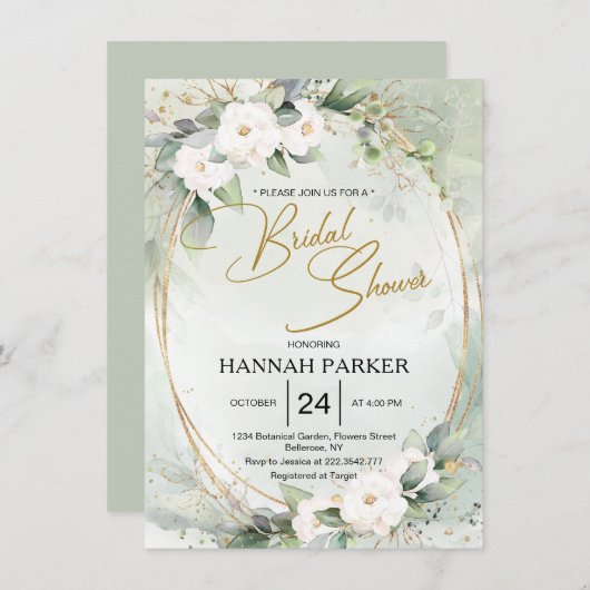 Vrijgezellenfeest witte rozen kaart (Voorkant / Achterkant)