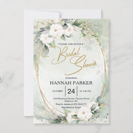 Vrijgezellenfeest witte rozen kaart (Voorkant)