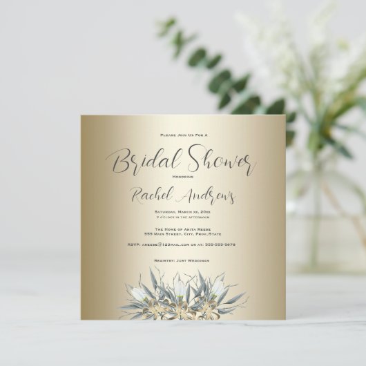 Vrijgezellenfeest, Witte Tulpen, Goud Kaart (Staand voorkant)