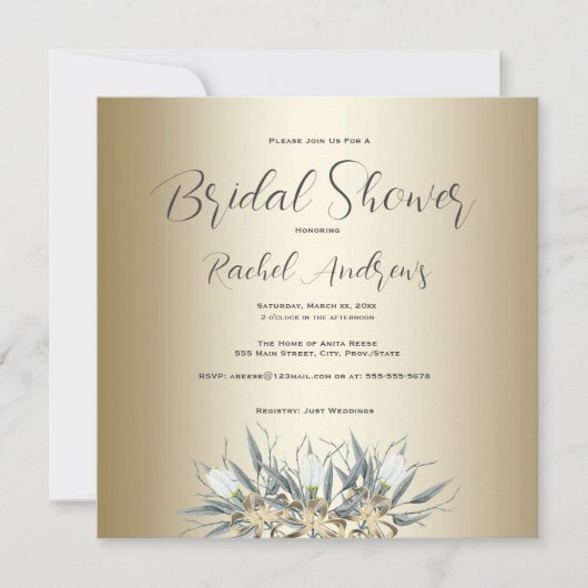 Vrijgezellenfeest, Witte Tulpen, Goud Kaart (Voorkant)