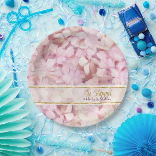 Vrijgezellenfeest Zacht Zomer Roze Hydrangea Glitt Papieren Bordje (Feest)