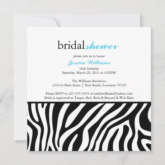 Vrijgezellenfeest Zebra Print Kaart (Voorkant)
