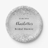 Vrijgezellenfeest zilver elegante confetti papieren bordje (Voorkant)