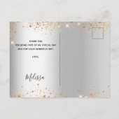 Vrijgezellenfeest zilver glitter bedankt briefkaart (Achterkant)