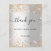 Vrijgezellenfeest zilver glitter bedankt briefkaart (Voorkant)