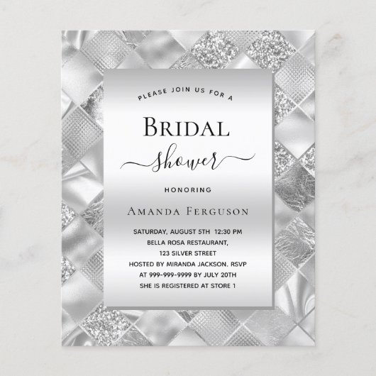 Vrijgezellenfeest zilver - moderne uitnodiging tot flyer (Voorkant)