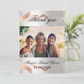 Vrijgezellenfeest zilver roos foto dank u kaart (Staand voorkant)