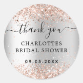 Vrijgezellenfeest zilver roos goud bedankt ronde sticker (Voorkant)