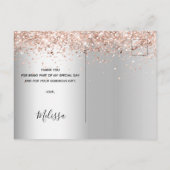 Vrijgezellenfeest zilver roos goud glitter dank u briefkaart (Achterkant)