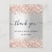 Vrijgezellenfeest zilver roos goud glitter dank u briefkaart (Voorkant)