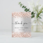Vrijgezellenfeest zilver roos goud glitter dank u briefkaart (Staand voorkant)