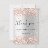 Vrijgezellenfeest zilver roos goudglitter bedankkaart (Voorkant)