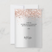 Vrijgezellenfeest zilver roos goudglitter bedankkaart (Achterkant)