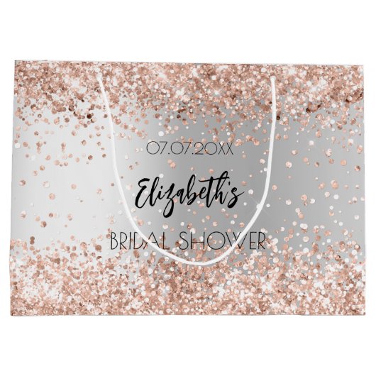 Vrijgezellenfeest zilver roos goudnaam groot cadeauzakje (Achterkant)