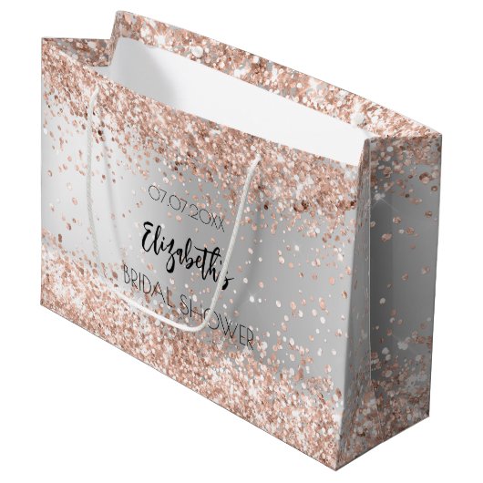 Vrijgezellenfeest zilver roos goudnaam groot cadeauzakje (Voorkant Gekanteld)