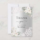 Vrijgezellenfeest zilveren bloemenkant bedankkaart (Voorkant)