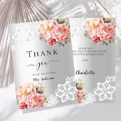 Vrijgezellenfeest zilveren bloemenkant bedankkaart