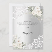 Vrijgezellenfeest zilveren bloemenkant bedankkaart kaart (Achterkant)