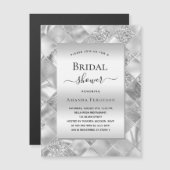 Vrijgezellenfeest zilveren luxe magnetische uitnodiging (Voorkant / Achterkant)