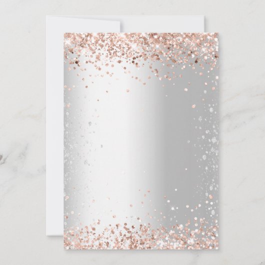 Vrijgezellenfeest zilveren roos goudluxe kaart (Achterkant)