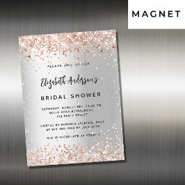 Vrijgezellenfeest zilveren roos goudluxe magnetische uitnodiging