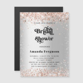 Vrijgezellenfeest zilveren roos goudluxe magnetische uitnodiging (Voorkant / Achterkant)