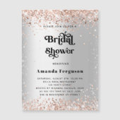 Vrijgezellenfeest zilveren roos goudluxe magnetische uitnodiging (Voorkant)