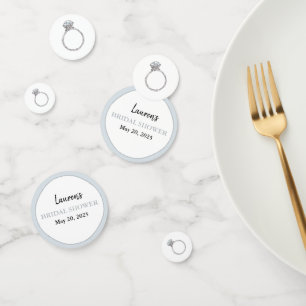 Vrijgezellenfeest zilveren verloving-ring op maat confetti