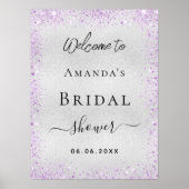 Vrijgezellenfeest zilveren violet welkom poster (Voorkant)