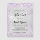 Vrijgezellenfeest zilveren violette vlinder luxe magnetische uitnodiging (Voorkant)