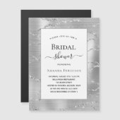 Vrijgezellenfeest zilveren witte luxe magnetische uitnodiging (Voorkant / Achterkant)