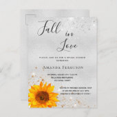 Vrijgezellenfeest zilveren zonnebloem herfst uitnodiging briefkaart (Voorkant / Achterkant)