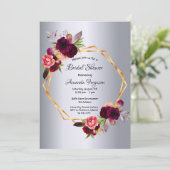 Vrijgezellenfeest zilverflorale geometrie kaart (Staand voorkant)