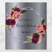 Vrijgezellenfeest zilverflorons boho wijn etiket (Enkel label)