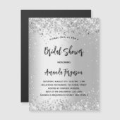 Vrijgezellenfeest zilverglitter luxe magnetische uitnodiging (Voorkant / Achterkant)