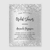 Vrijgezellenfeest zilverglitter luxe magnetische uitnodiging (Voorkant)