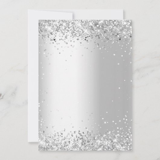 Vrijgezellenfeest zilverglitterelegant kaart (Achterkant)