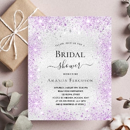 Vrijgezellenfeest zilverglitterstof paarse elegant uitnodiging briefkaart
