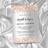 Vrijgezellenfeest zilverkleurige roos uitnodiging briefkaart