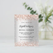 Vrijgezellenfeest zilverkleurige roos uitnodiging briefkaart (Staand voorkant)