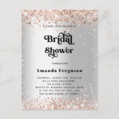 Vrijgezellenfeest zilverkleurige roos uitnodiging briefkaart (Voorkant)