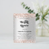 Vrijgezellenfeest zilverkleurige roos uitnodiging briefkaart (Staand voorkant)