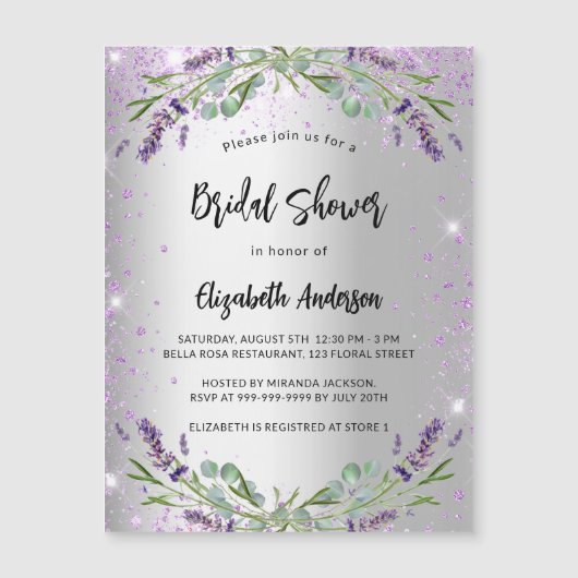 Vrijgezellenfeest zilverlavendel eucalyptus luxe magnetische uitnodiging (Voorkant)