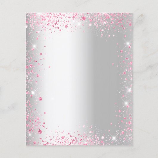 Vrijgezellenfeest zilverroze jurk glitter-uitnodig flyer (Achterkant)