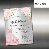 Vrijgezellenfeest zilverroze jurk luxe magnetische uitnodiging