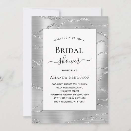 Vrijgezellenfeest zilverwitte elegant kaart (Voorkant)