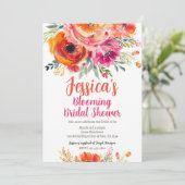 Vrijgezellenfeest Zomer Sinaasappel en Roze Bloeme Kaart (Staand voorkant)